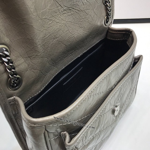 YSL专柜款女包 聖羅蘭經典款Niki油蠟抓皺牛皮小號郵差包 YSL肩背斜挎包 533037  jjh1181